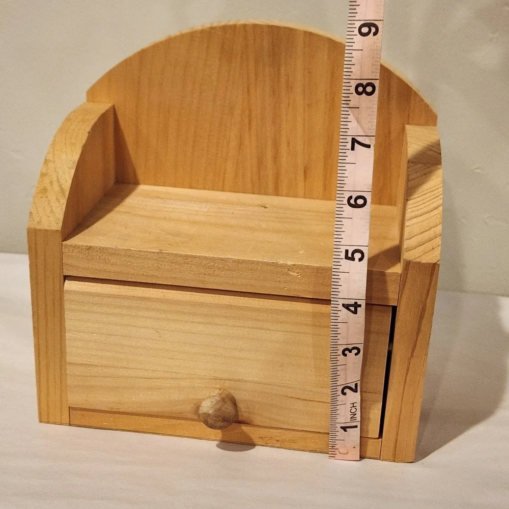 Cottagecore, Rustic Wood Shelf with Hidden Cubbie Natural Wood Tabletop